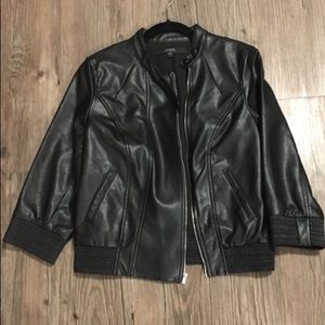 Guess black faux leather jacket size small